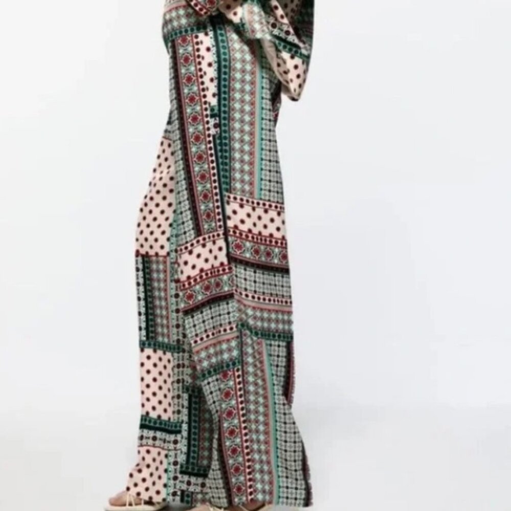 Zara Lightweight Patchwork Mosaic Tile Print Suit… - image 2